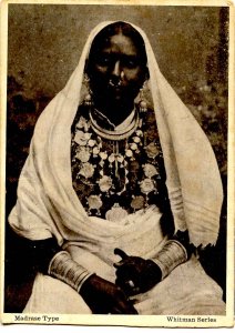 Madrase Type - Woman in ethnic garb.   (card trimmed)