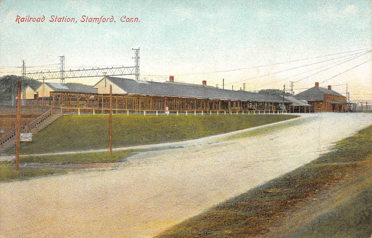 Railroad Station, Stamford, Connecticut Train Depot ca 1910s Vintage