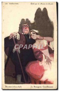 Old Postcard Fantasy Illustrator The Theater House Ricqles Moliere's bourgeoi...