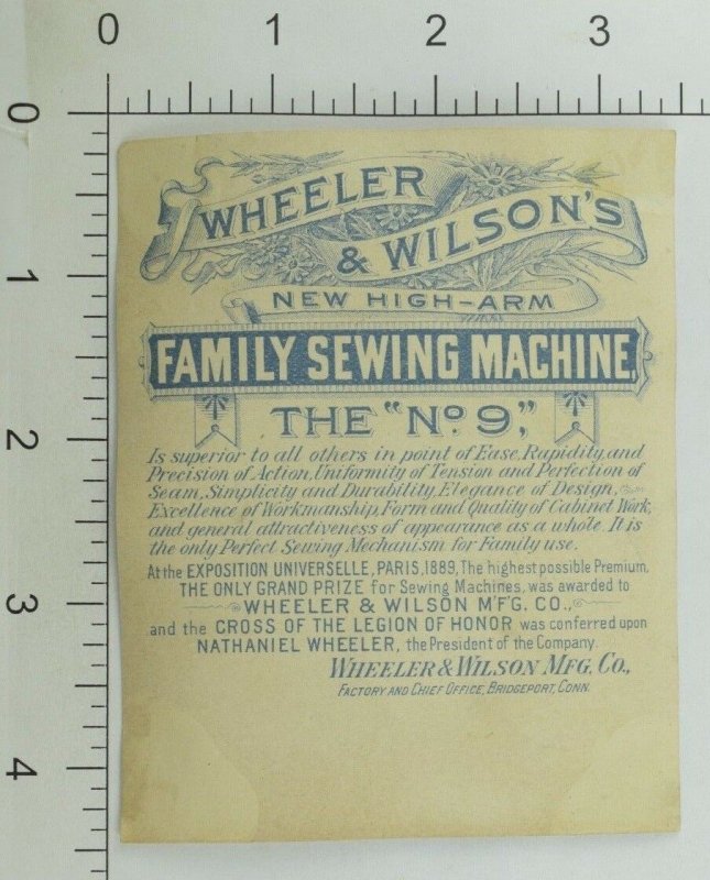 1880's-90's Wheeler & Wilson's Sewing Machine No.9 Lovely Lady Mirror P93 