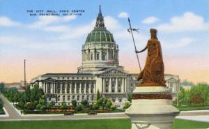 City Hall Civic Center San Francisco CA Unused Vintage Linen Postcard D26