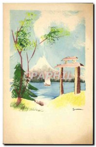Old Postcard Japan Nippon Volcano