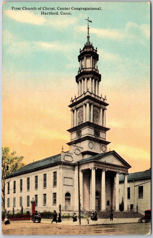 1912 First Church Of Christ Center Congregational Hartford Connecticut Postcard