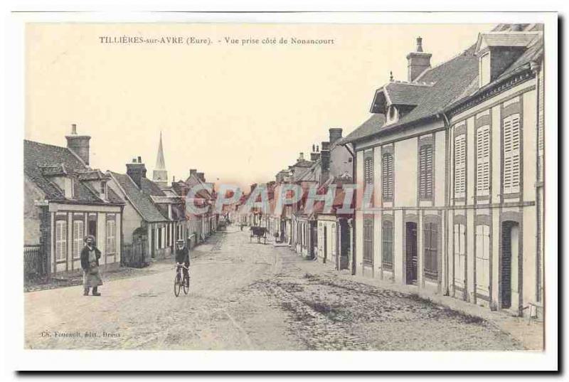 Tillieres on Avre Old Postcard View from coast Nonancourt