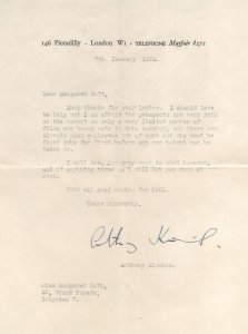 Anthony Kimmins OBE Film Director London Antique Hand Signed Letter