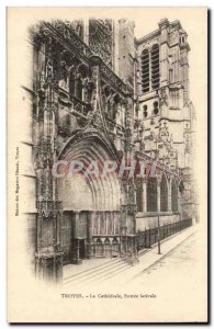 Troyes Old Postcard The cathedral Entree Side