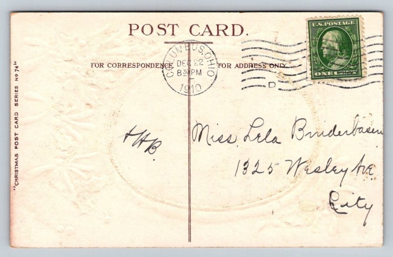 1910   Christmas  Xmas  Greetings   Postcard