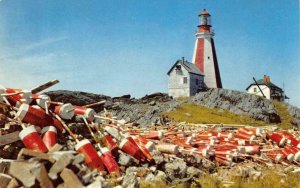 YARMOUTH LIGHTHOUSE Lobster Pot Markers Nova Scotia c1960s Vintage Postcard