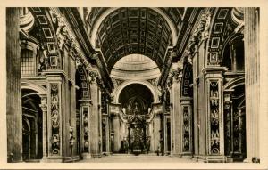 Italy - Rome. Basilica of St Peter, Interior  *RPPC