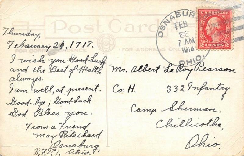 Osnaburg Ohio 1918 Postcard Flag From Girl You Left Behind Stark County