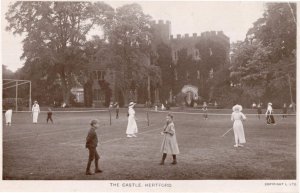 Tennis Courts at Hertford Castle Antique Herts WW1 Real Photo Postcard