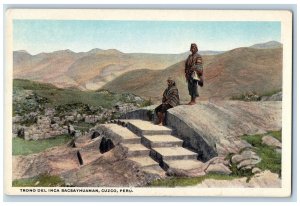 Cuzco Peru Postcard Trono Del Inca Sacsayhuaman c1920's Antique Unposted