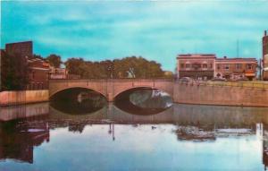 Nathuua New Hampshire~Main Street Double Arch Bridge~1950s Postcard 