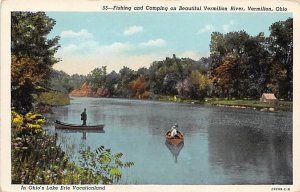 Fishing, Camping, Vermilion River Vermilion, Ohio OH Postcard