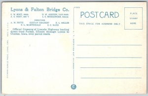 Clinton Iowa Fulton Illinois c1910 Postcard Lincoln Highway Lyons Fulton Bridge
