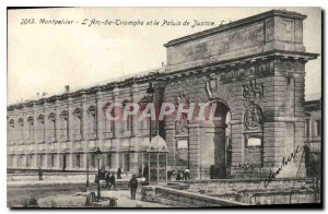 Old Postcard Montpellier The Arc de Triomphe and the Palais de Justice