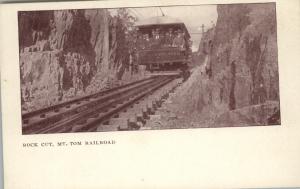 MT TOM MA Railroad Rock Cut & RR Car c1905 PMC PC