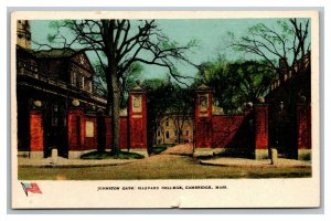 Vintage 1900's Postcard Johnston Gate Harvard College Cambridge Massachusetts