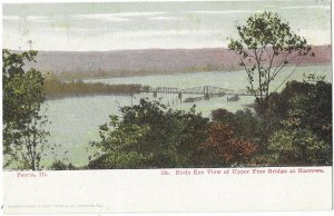 Peoria Illinois Birds Eye View of Upper Free Bridge at Narrows Undivided back