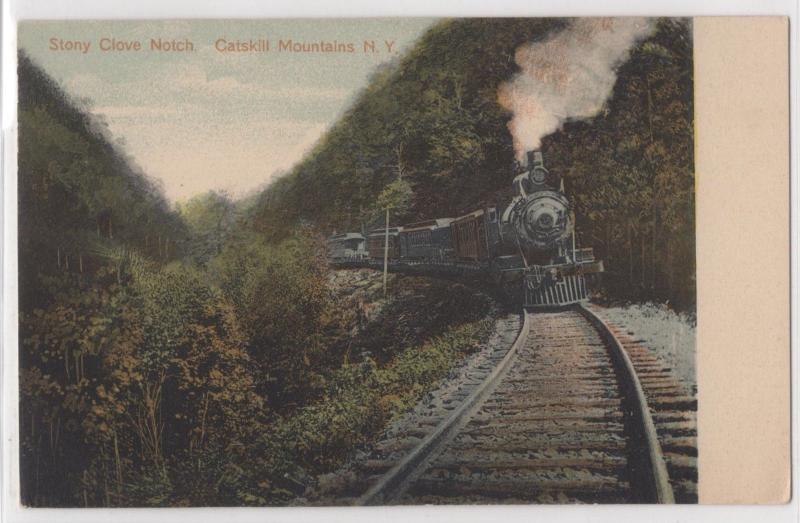 Stony Clove Notch Catskill Mountains NY Passenger Train Railroad Postcard