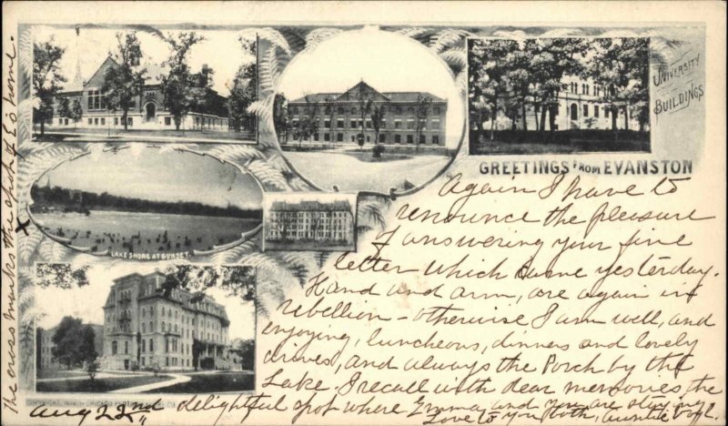 Evanston Illinois IL Multi View University c1900 Private Mailing Card