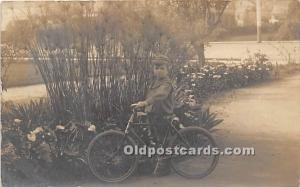 Boy with bicycle Real Photo Bicycle Unused 