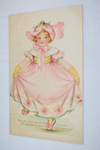 To My Valentine Girl in Pink Dress Postcard E. P. Dutton Printed in Bavaria