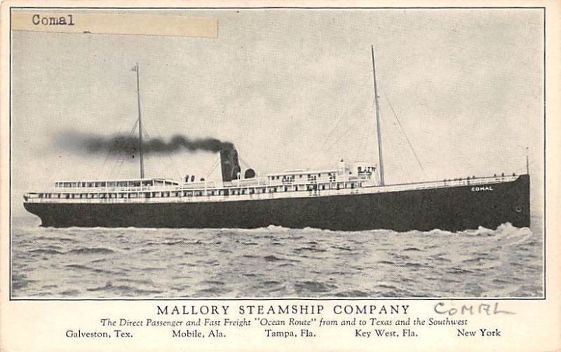 Comal Ocean Going Passenger Steamer Mallory Steamship Company Steamer Ship 