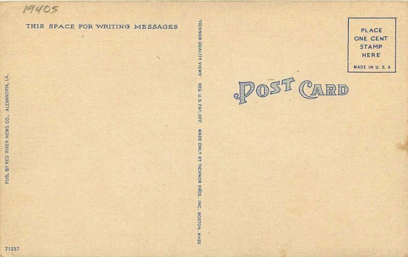 Aerial View Alexandria Louisiana 1940s Postcard Tichnor 7459