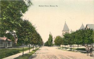 Baker C-1910 Market Street Muncy Pennsylvania hand colored postcard 1955