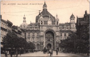 Belgium Antwerp Anvers Gare Centrale Vintage Postcard 03.20