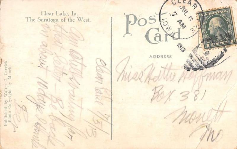 Clear Lake Iowa Bayside Park Crows Nest Antique Postcard K29097