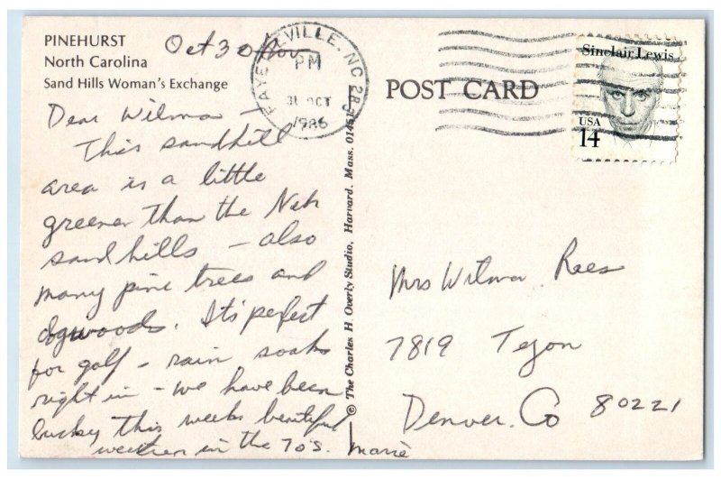 c1910 Sand Hills Woman's Exchange Woman Standing At Porch Pinehurst NC Postcard