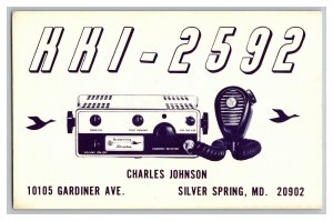 Postcard QSL Radio Card From Silver Spring MD. Maryland KKI - 2592 