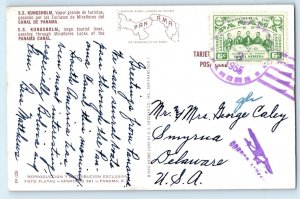 Panama Postcard S.S. Kungsholm Large Tourist Liner Panama Canal 1955