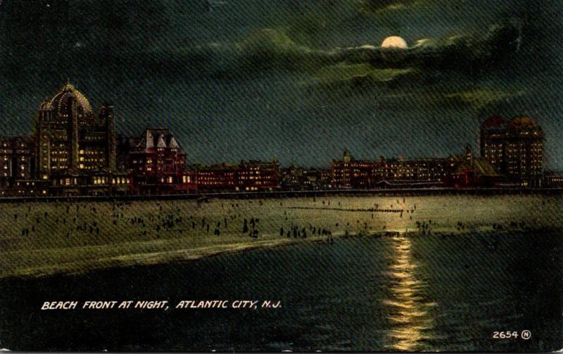 New Jersey Atlantic City Beach Front At Night