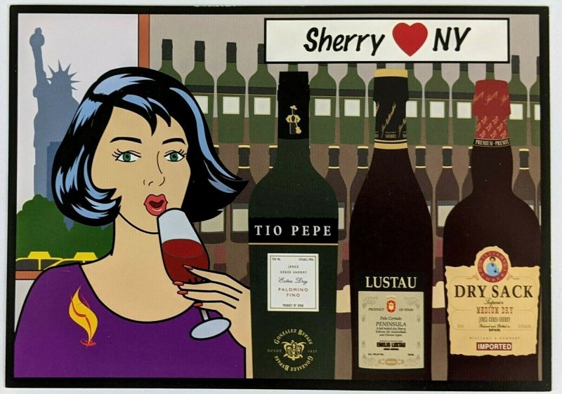 2000s Sherry Loves New York Advertising Postcard Tio Pepe Dry Sack Lustau   