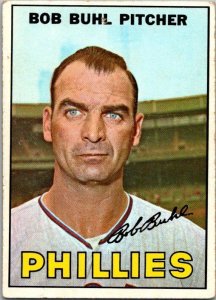 1967 Topps Baseball Card Bob Buhl Philadelphia Phillies sk2208