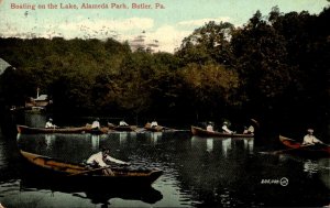 Pennsylvania Butler Alameda Park Boating On The Lake 1909