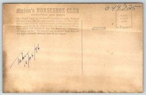 RPPC  Las Vegas Nevada  Binion's  Horseshoe Club  $1,000,000  Postcard