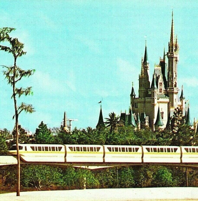 Vtg Chrome Postcard Walt Disney World 1970s Monorail To The Magic Kingdom Unp Topics 8054