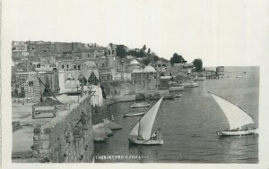 Palestine Postcard Tiberias from Thela sailing boats
