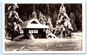 RPPC GLACIER HIGHWAY, Alaska AK ~ TRAIL'S END 1930s Winter & Pond Postcard