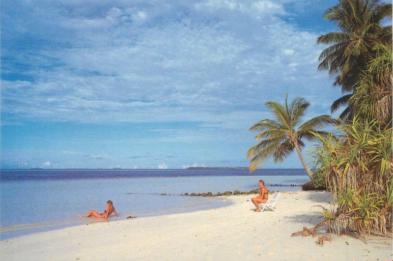 Postcard Asia Maldives the paradise islands sun bathing swing palm tree