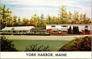 Vtg York Harbor ME Bill Flower & Gift Shop Lobster Kettle Restaurant Postcard