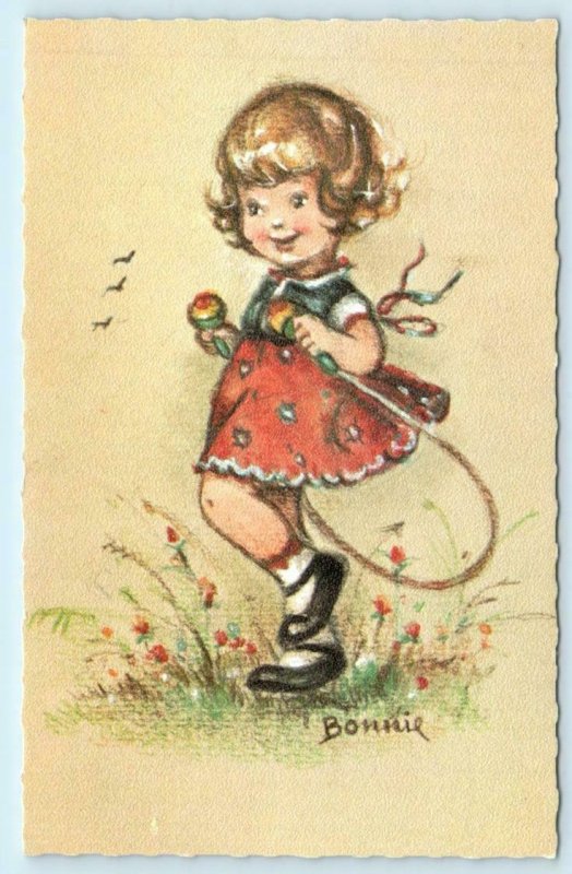 3 Postcards BONNIE Artist Signed Little Folks? GIRLS CHILDREN  Mainzer Belgium