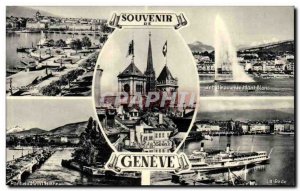 Switzerland - Souvenir de Geneve - Old Postcard