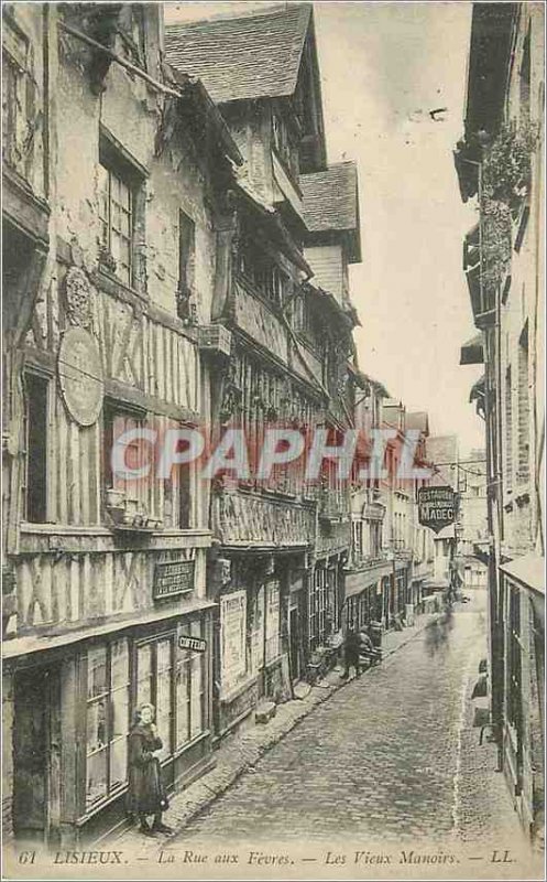 Old Postcard Lisieux 64 F�vres street to the old mansion