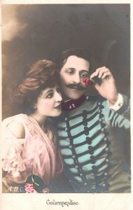 Gourmandise, Lovers Couple Happy Moments Love And Romance, Vintage Postcard