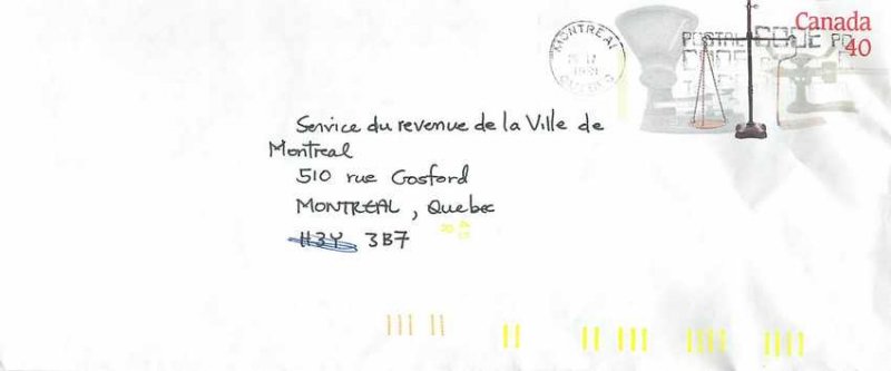 Entier Postal Stationery Postal Justice Canada Montreal Balance
